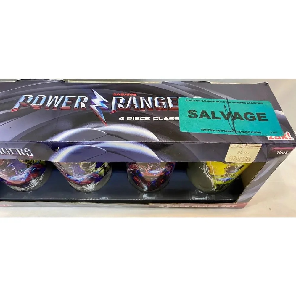 Saban Power Rangers Zak Set of 4 Pint Glasses Glassware Drinkware In Box